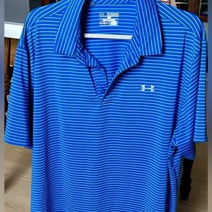 Under Armour Teal and White Striped Shirt 2XL